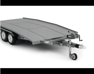 Autotransporter Anhänger Ellebi  silber Laudoracing 1:18 Resinemodell (Türen, Motorhaube... nicht zu öffnen!)